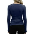 thumbnail image 3 of Summer Tops for Women Pack Compression Shirt Women Shirts Summer Long Sleeve Running Tee Womens Full T Shirts for Long Sleeve Casual T Shirt Striped Tee Short Layering Navy XL, 3 of 4