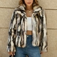 thumbnail image 2 of Atogsazn Womens Faux Fur Jacket Loose Fuzzy Long Sleeve Cardigan Thick Warm Coat Winter Outerwear Clothes Brown XXXL Fashion, 2 of 9