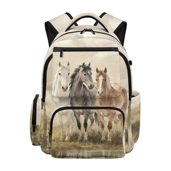 Uourmeti Horse Backpack for School Boys 10-12 Elementary Middle School Bookbag Lightweight 17 Inch School Bag Large Capacity Kids Schoolbag Daypack