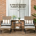 thumbnail image 4 of Outsunny 5pc Rattan Garden Table and Chair Set w/Padded Seat and Footstool, 4 of 10