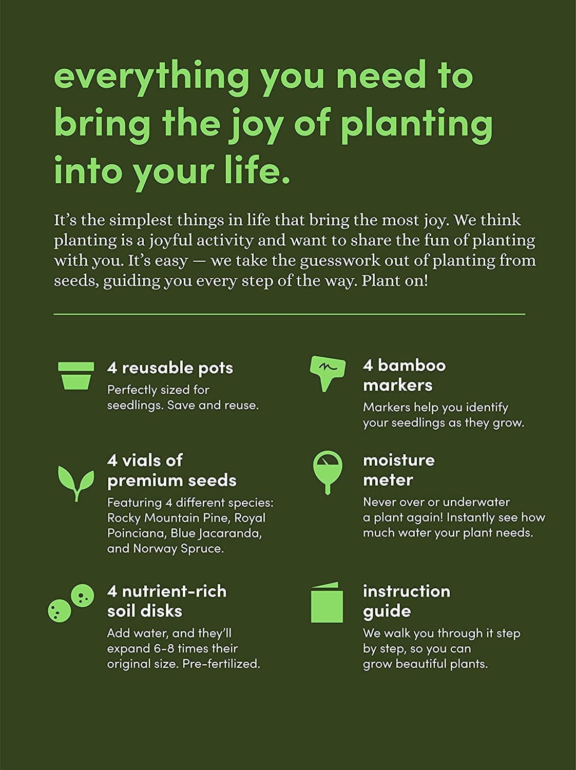 Planter's Choice Bonsai Tree Growing Kit - Grow 4 Indoor Bonsai Trees - Plant a Garden from Seeds - Unique Gardening Gifts for Women & Men Gardeners : Unusual Gift Ideas - Adults Gardener Gifts