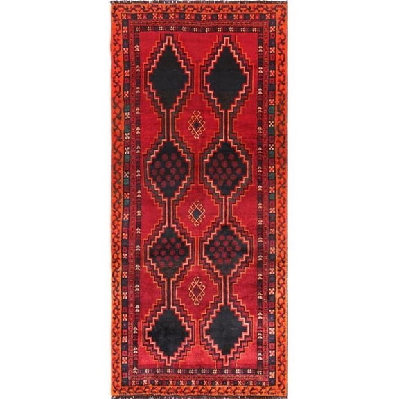 Pasargad Home Vintage Azerbaijan Red Lamb's Wool Area Rug  4' 3" X 9' 9"