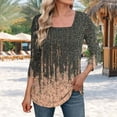 thumbnail image 2 of Ruimatai Women's Floral Print Square Neck Three-Quarter Sleeve Blouse Casual Loose Fit Tunic Top Summer Boho Style, 2 of 5