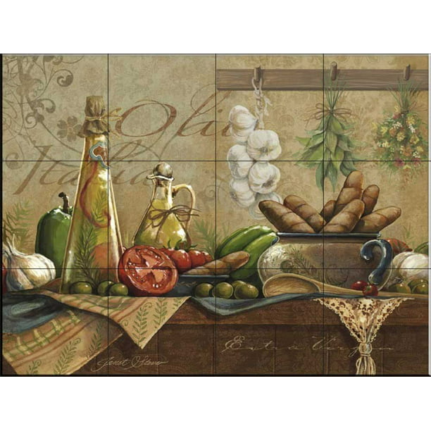 Ceramic Tile Mural Olio D Olive By, Ceramic Tile Kitchen Backsplash Murals