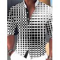 thumbnail image 1 of Camisa larga con cuello alto y botones con estampado de cuadros abstractos en 3D para hombre, nueva de verano, ropa de fiesta de diseñador para hombre, tallas S-6XL, 1 of 6
