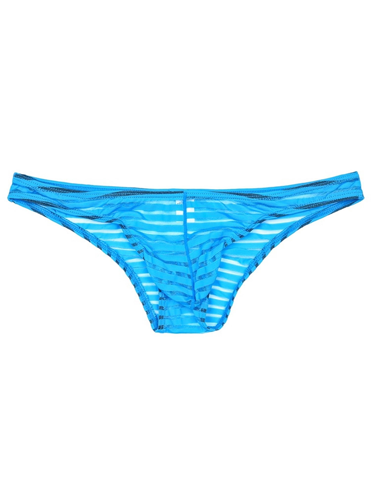 KAMAMEN Sexy Men's Mini Briefs Low Waist Underwear Elastic Thongs GString Tanga Blue M