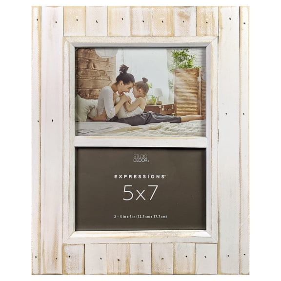 Studio Decor Expressions 2 Opening 5" x 7" White Salvage Chic Frame