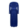 thumbnail image 4 of Gamivast Formal Dresses for Women Wrap V-Neck Long Sleeve Evening Dresses Elegant Party Dress Metallic Glitter Pleated Empire Waist Maxi Wedding Guest, 4 of 6