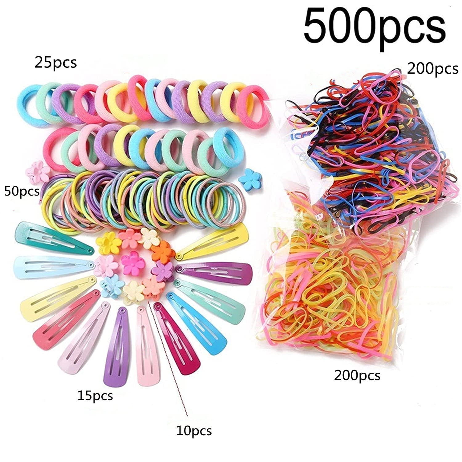 500Pcs Girls Hair Accessories Set Snap Hair Clips Multicolor Scrunchies  Candy Color Headdress Hairpin Elastic Band Combination Set Baby Mini Hair  Clips Elastic Hair Tie 