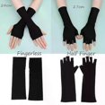 thumbnail image 5 of 1 par de guantes largos sin dedos con protección solar para mujer, manoplas frescas de verano, mangas de medio dedo, negro, blanco, nude., 5 of 5