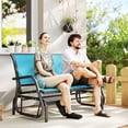 thumbnail image 2 of Outsunny Patio Double Glider Outdoor Steel Sling Fabric Gliding Bench Blue, 2 of 10