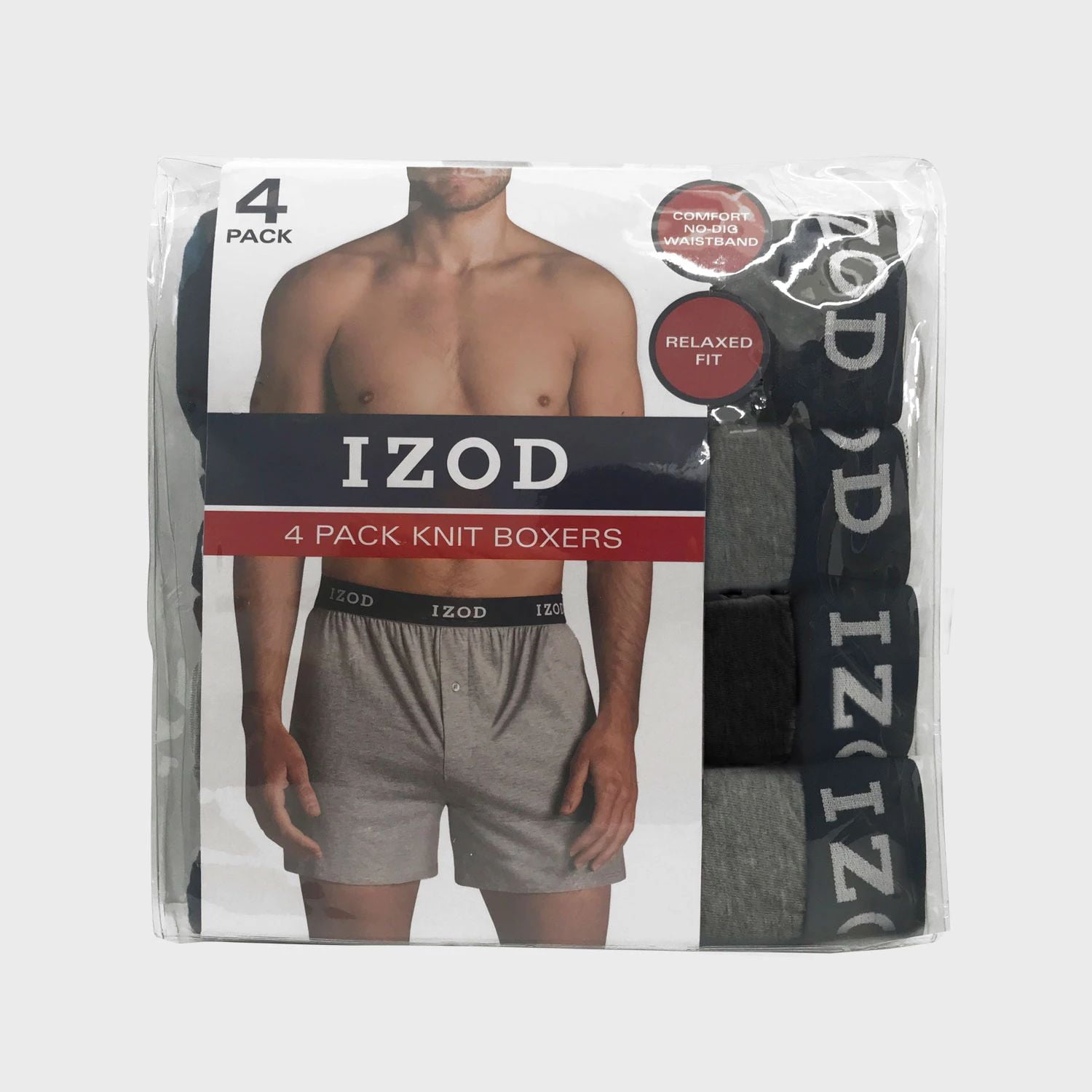 IZOD Men's 4-Pk Knit Boxer In Black Grey, XXL 