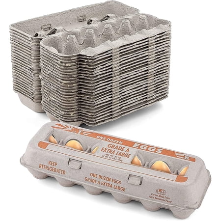 MT Products Printed XL Pulp Egg Cartons Hold Eggs 12 Count - Pack of 25