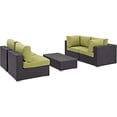thumbnail image 1 of Modway Convene 5 Piece Outdoor Patio Sectional Set in Espresso Peridot, 1 of 5