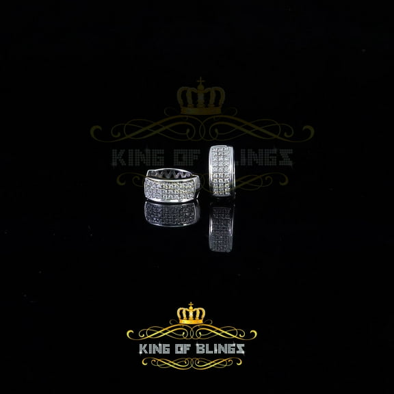 King of Bling's White 925 Sterling Silver 0.40ct Cubic Zirconia Women's & Men's Hoop Earrings