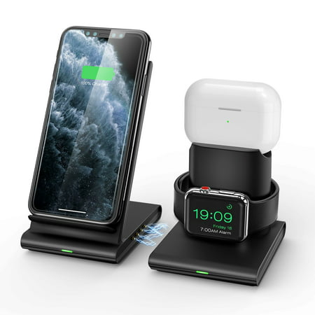 3 in 1 Fast Wireless Charger Stand, QI Wireless Charging Dock Station for Apple Watch Series 3/2/1, iPhone Xs/XS MAX/XR/X/8/8 Plus, AirPods