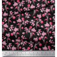 thumbnail image 3 of Soimoi Polyester Crepe Fabric Leaves & Rose Floral Print Sewing Fabric Yard 42 Inch Wide, 3 of 5