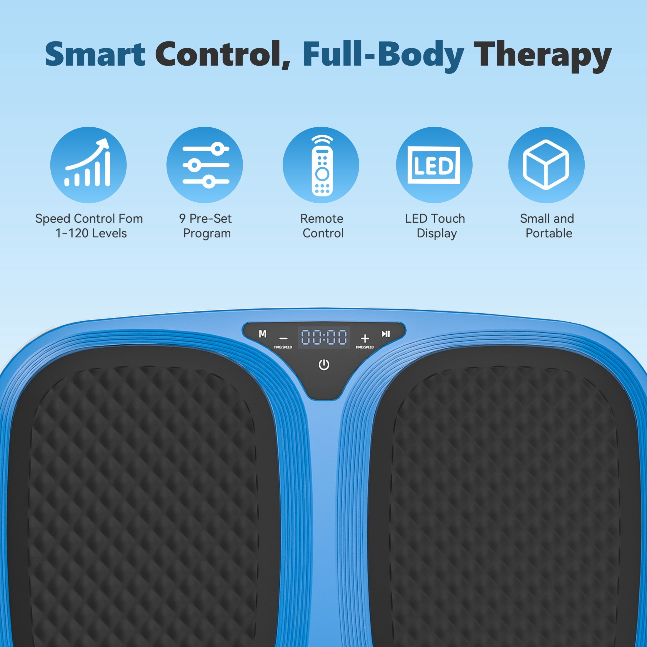 SHOUFTW Vibration Plate, Vibrating Platform Exercise Machines, Whole Body Fitness Machine for Weight Loss, Toning & Wellness for Home Gym, Blue
