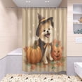 thumbnail image 6 of 4-Piece Bathroom Set with Waterproof Shower Curtain with Non-Slip Bath Mat, U-Shaped Mat & Toilet Lid Cover Dog Dressed in Halloween Costumes, 6 of 8