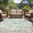 thumbnail image 2 of Farmhouse Turquoise Floral Washable Round Area Rug 7 ft, Linen Boho Paisley Flower Rustic , Soft Non Slip Rugs Stain Repellent Indoor Felt Carpet for Living Dining Room Bedroom Home Office, 2 of 9
