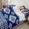 thumbnail image 4 of Manfei Southwestern Aztec Bed Sheets, Bohemian Navy White Fuul Size Sheets, Navy Reversible 4-Piece1 Flat Sheet + 1 Fitted Sheet + 2 Pillowcases, 4 of 6
