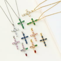 Cross Pendant Colorful Zircon Delicate Chain Item