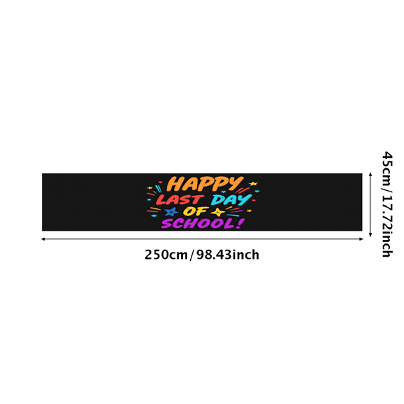 Festive Happy Last Day of School Banner Colorful Design Polyester Lightweight Easy Setup for School Celebration Classroom Decor
