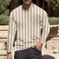 thumbnail image 2 of T Shirts for Man Long Sleeve Fall Warm Striped Color Block Tops 2025 Casual Classic Crew Neck Slim Stretchy Comfortable Mens T-Shirts Khaki S, 2 of 5