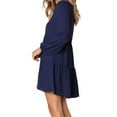 thumbnail image 4 of LLYwey s Tunic Dresses for Women 2024 V-Neck Long Sleeve Solid Loose Dress Lantern Sleeve Fashion Dress New Sweater Dresses Navy Xxl, 4 of 8