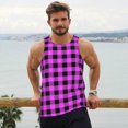 thumbnail image 4 of Wukai Purple Black Buffalo Plaid Print Men’s Workout Tank Top Sleeveless Muscle T shirt Gym Running Fitness Tank Top-Small, 4 of 7