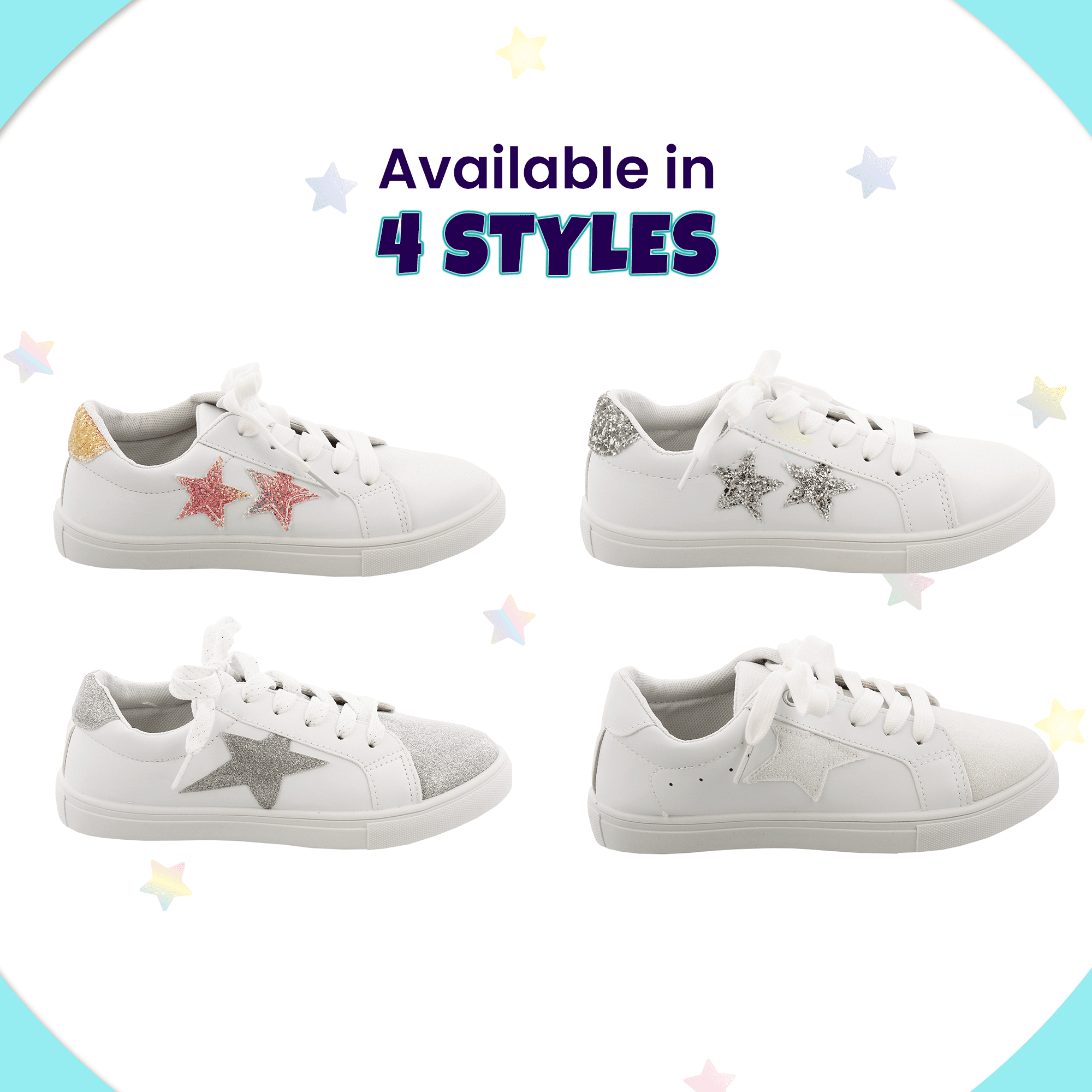 Kensie Girl Low Top Sneaker Casual Lace Up Shoes, Silver Glittery