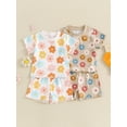 thumbnail image 4 of Baby Girl Summer Outfits Colorful Floral Print Short Sleeve Tops + Shorts Set Infant 2Pcs Clothes, 4 of 10