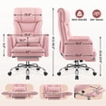 thumbnail image 3 of Primy Cross Legged Big and Tall Office Chair with Footrest & Convertible Armrests, 500LBS velvet Home Desk Chair, Ergonomic Recliner with Lumbar Pillow, Criss Cross Soft-Cushioned Executive Chair, 3 of 9