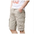 thumbnail image 1 of Shorts Cargo en Ripstop pour Hommes Coupe Classique Shorts de Randonnée Longs en Sergé de Coton Jambe Droite pour le Travail Extérieur avec Poches, 1 of 3