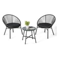 thumbnail image 3 of 3 Pieces Outdoor Acapulco Chair Patio Bistro Set, All-Weather Acapulco Chairs with Glass Top Table, Modern Patio Conversation Chairs Set of 2 for Balcony, Pool, Garden, Backyard, 3 of 9