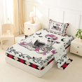 thumbnail image 2 of Homewish Retro Reading Skeleton Twin Sheets for Kids, Checkered Rose Witchy Bedding, 3-Piece, 1 Flat Sheet, 1 Fitted Sheet and 1 Pillowcase, 2 of 5