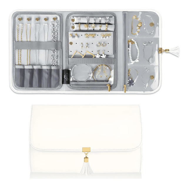 Bolsa Organizadora De Joyas Alhajeros Práctico Para Pulsera Collares Y Aretes Xtellar blanco