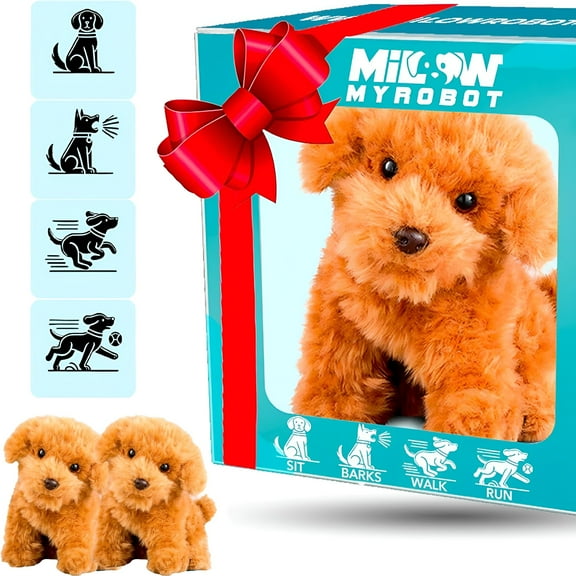 BESTSKY My Realistic Robot Puppy,Plush Toy Dog Robot Puppy - Walking,Barking,Tail Wagging,Walking Dog Toy (Brown)