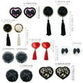 thumbnail image 3 of Sequins Tassels Bowknot Nipple Covers Pasties Carnivals Club Party Reusable Sticky Bra Petals Stickers Pad for Women, 3 of 9
