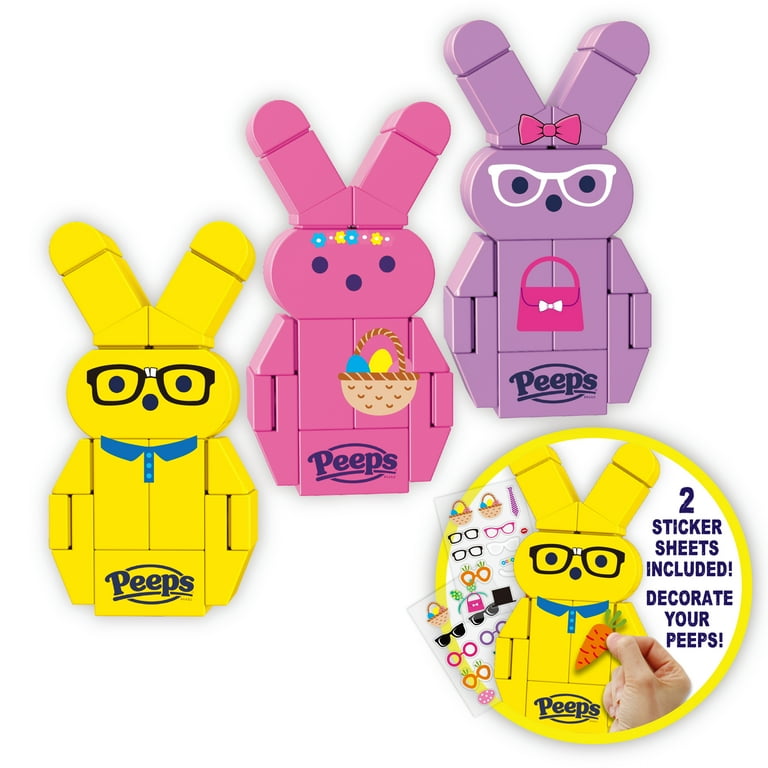 Brickcraft Peeps 3 Pack Bunnies - Yellow, Purple, Pink Brick