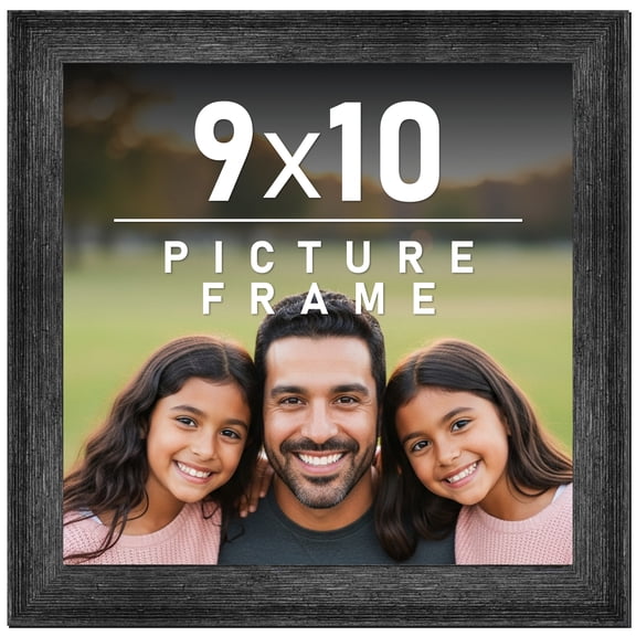 9x10 Frame Black Rustic Barnwood Solid Wood Picture Frame | 1.5 Inch Moulding Width | Includes UV
