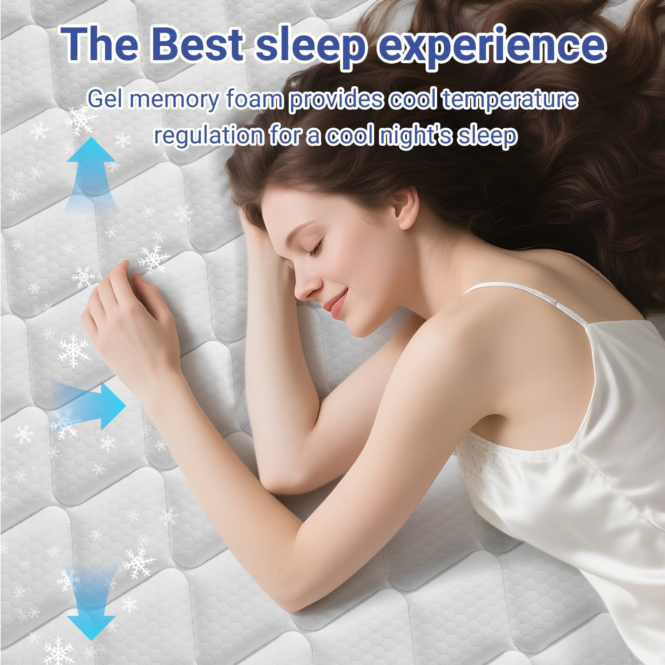 UHOMEPRO Twin Mattress, 12 Inch Hybrid Gel Memory Foam Mattress in a Box, Pocket Spring Colchon Queen Size with Breathable Cover, Medium Feel& Motion Isolation, CertiPUR-US®, Blue
