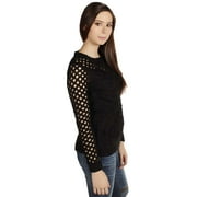 Dex Diagonal Cable Open Stitch Sweater in Black