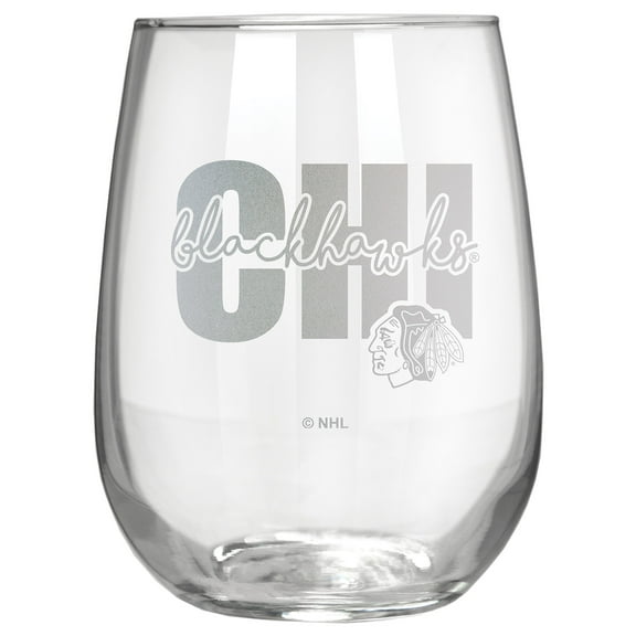 Chicago Blackhawks Etched 17oz. City Stemless Wine Glass