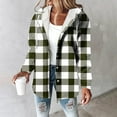 thumbnail image 2 of Moxiu Womens Plaid Shacket Jacket Long Sleeve Button Down Fleece Hooded Jacket Warm Coat Casual Sherpa Fleece Lined Jacket Black,S, 2 of 5