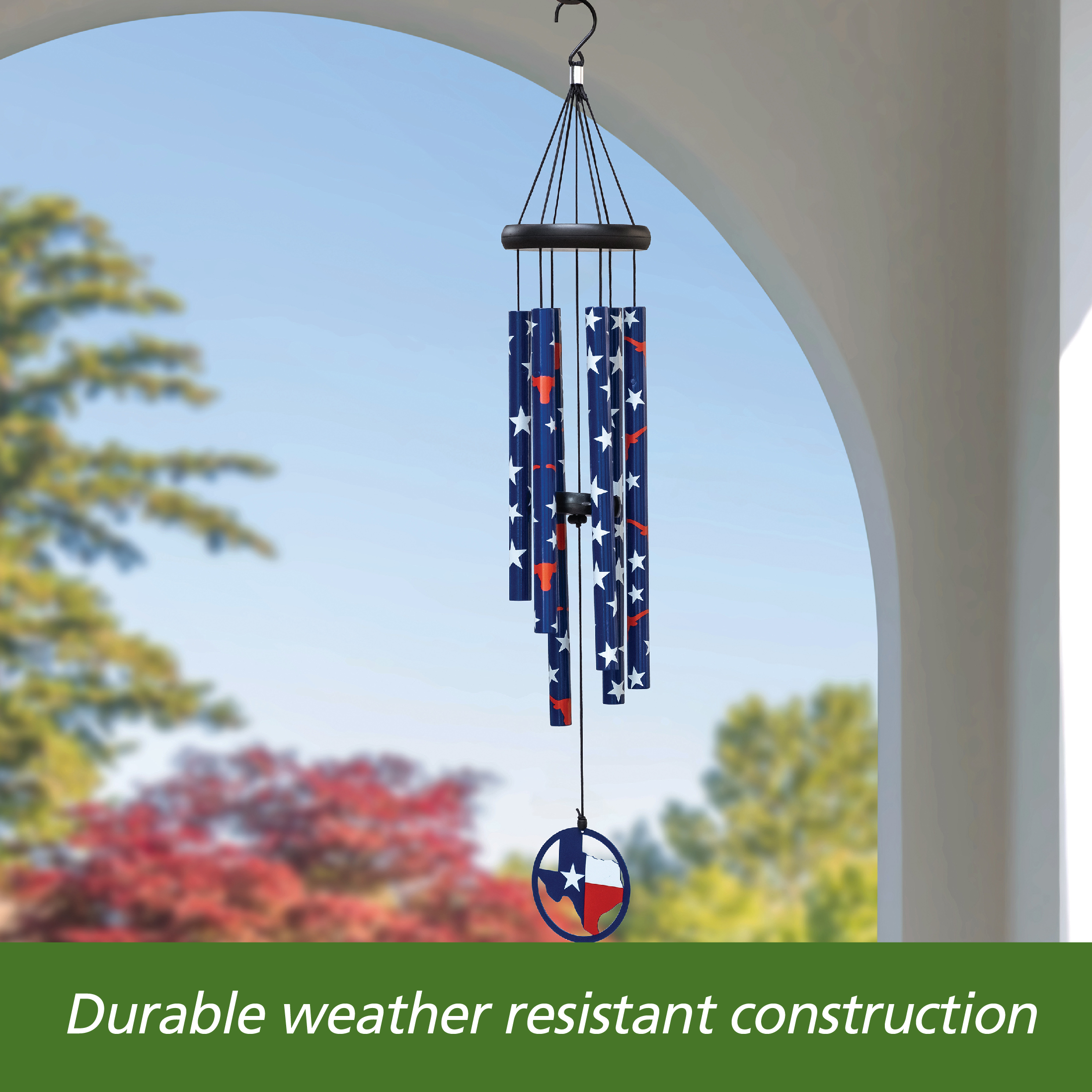 Mainstays Metal Texas Printed Outdoor Wind Chime, Weather-Resistant