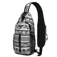 thumbnail image 1 of Tribal Style Crossbody Backpack, Abstract Geometric Sling Bag in Rustic Folk Style for Outdoor Adventures, 1 of 5