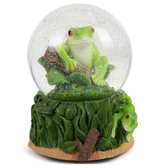 Elanze Designs Figurine Grenouille Arbre Ludique 100MM Globe d'Eau Joue Tune Beau Rêveur