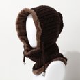thumbnail image 1 of Gorro de punto cálido con forro polar, elegante y de otoño/invierno, con forro polar grueso, anticongelante, con protección para orejas y cuello, ideal para viajes al aire libre., 1 of 1