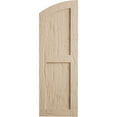 thumbnail image 2 of Ekena Millwork 18"W x 42"H (36" Low Side) Timberthane Hand Hewn Two Equal Flat Panel w/Elliptical Top Faux Wood Shutters (Per Pair), Primed Tan, 2 of 6